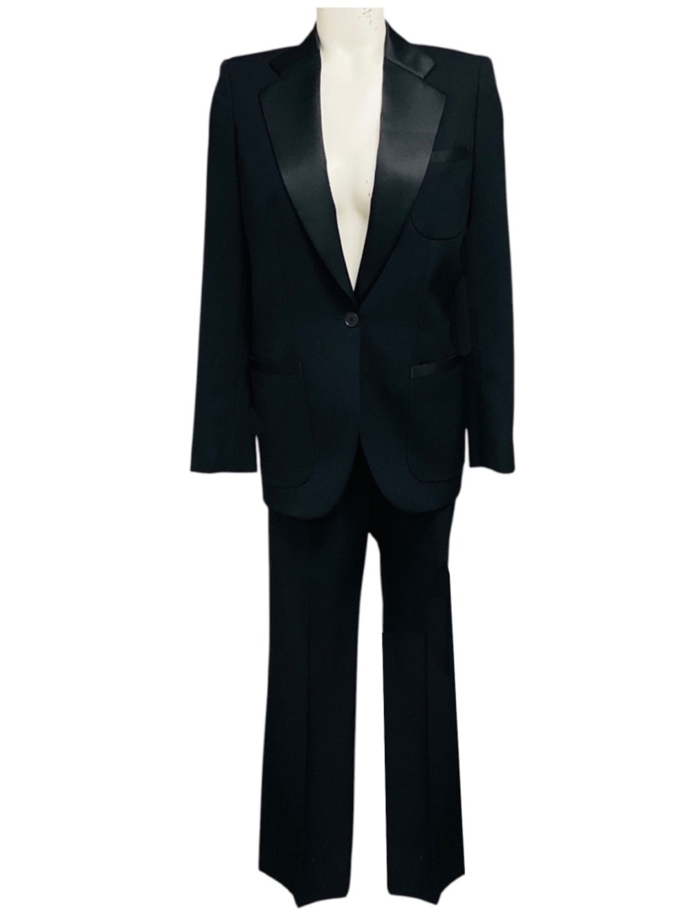 CHLOE BLACK NOIR WOOL BLAZER AND PANTS SUIT SET